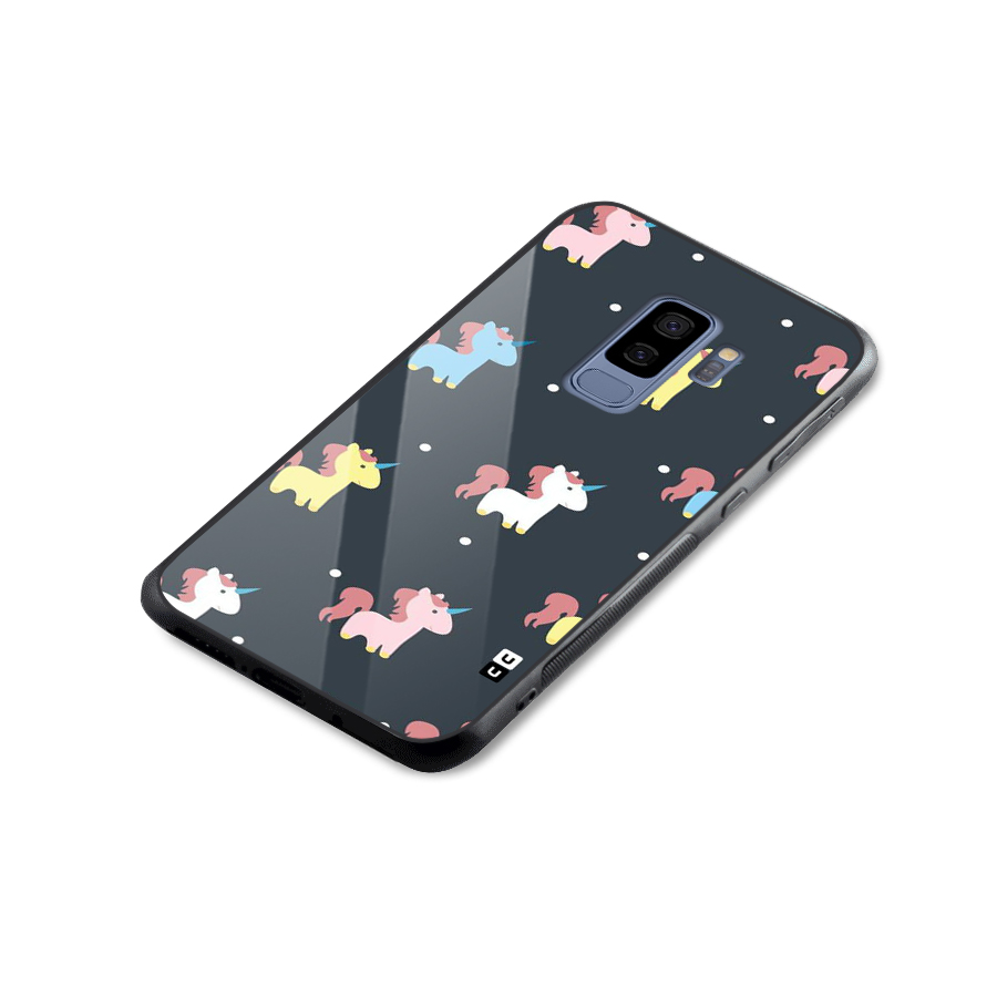 Unicorn Pattern Glass Back Case for Galaxy S9 Plus