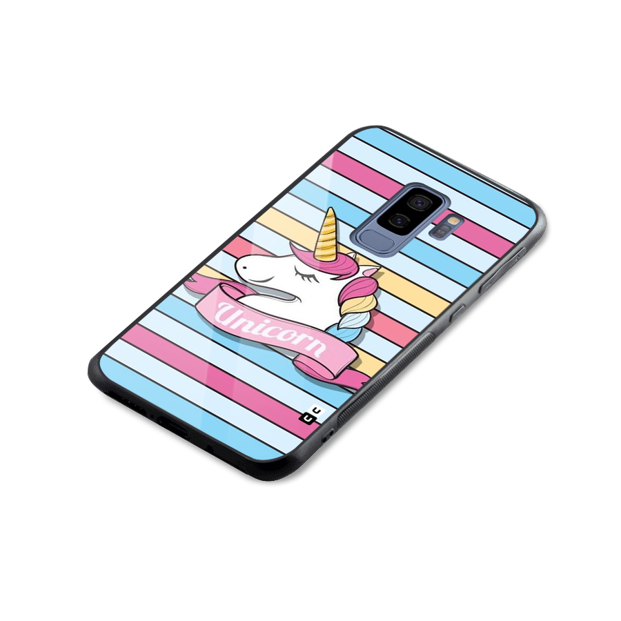 Unicorn Stripes Glass Back Case for Galaxy S9 Plus