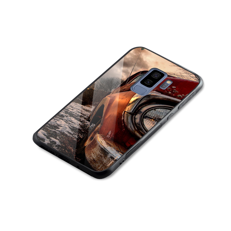 Vintage Car Headlight Glass Back Case for Galaxy S9 Plus