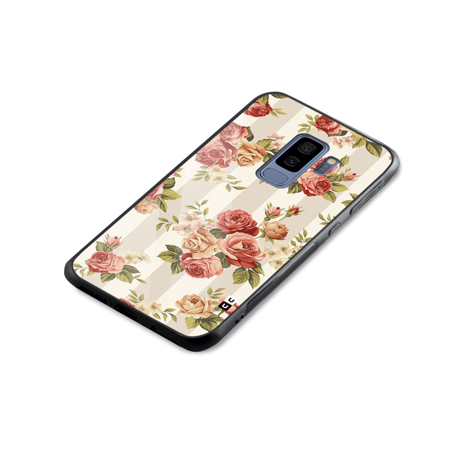 Vintage Color Flowers Glass Back Case for Galaxy S9 Plus