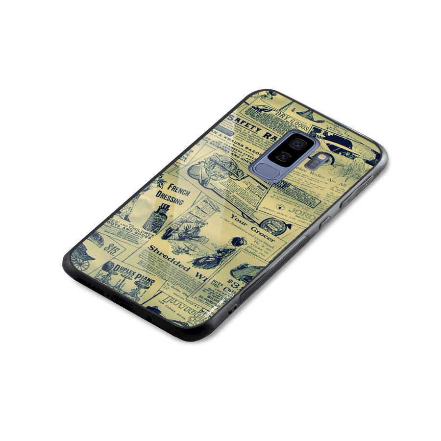 Vintage Newspaper Cutouts Glass Back Case for Galaxy S9 Plus