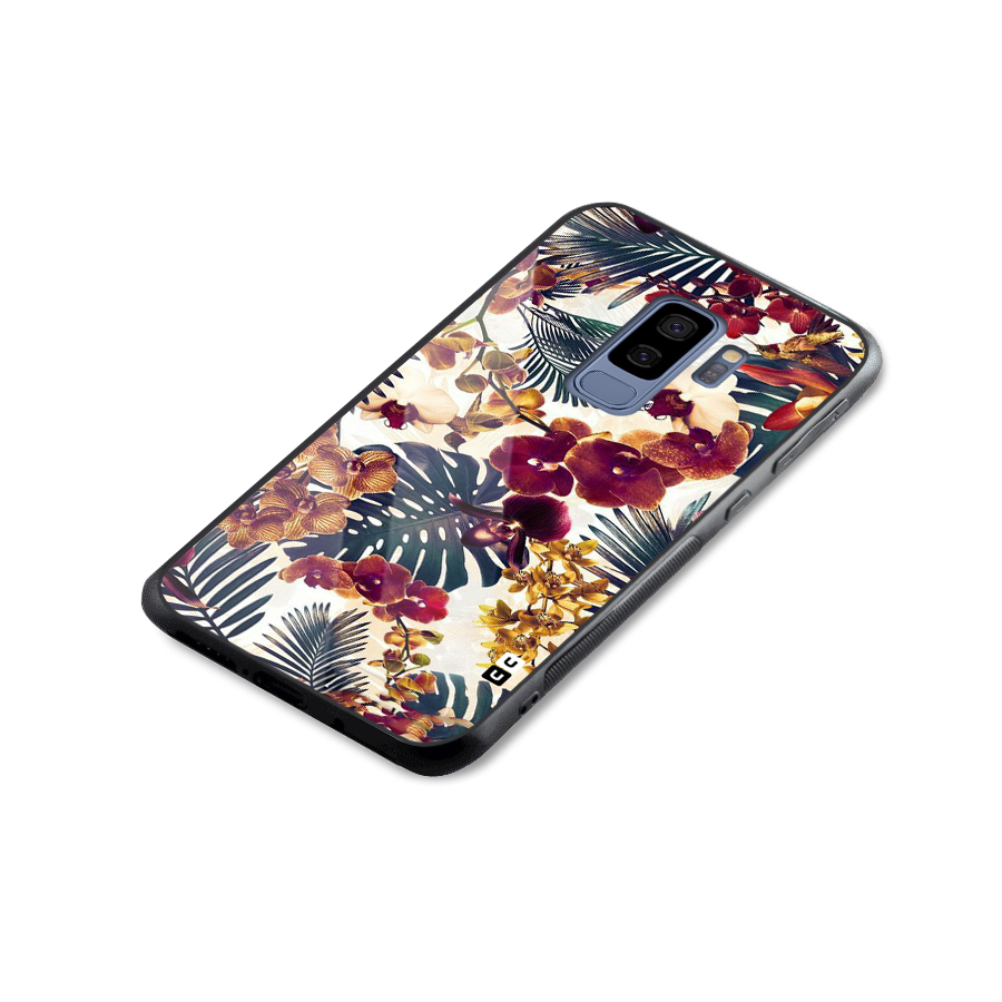 Vintage Rustic Flowers Glass Back Case for Galaxy S9 Plus