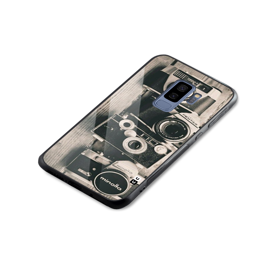 Vintage Style Shutter Glass Back Case for Galaxy S9 Plus