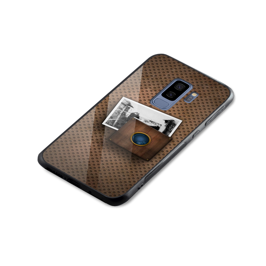 Vintage Wood Camera Glass Back Case for Galaxy S9 Plus