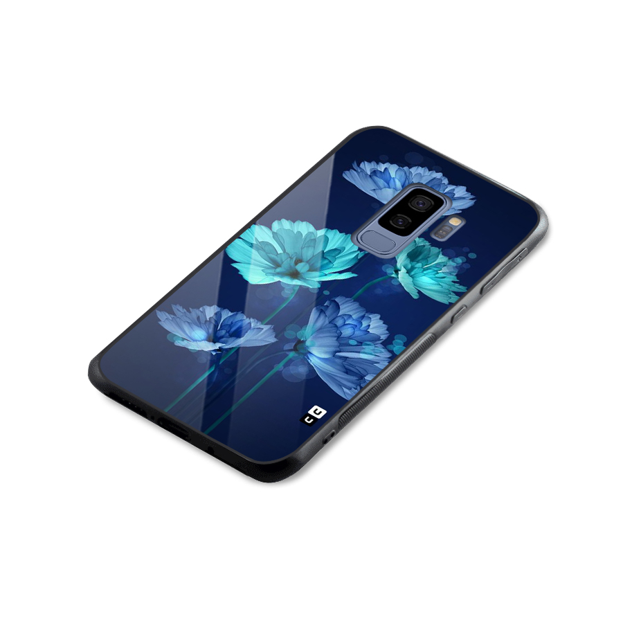 Water Flowers Glass Back Case for Galaxy S9 Plus