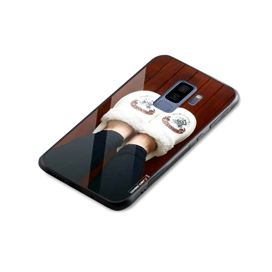 White Feets Glass Back Case for Galaxy S9 Plus