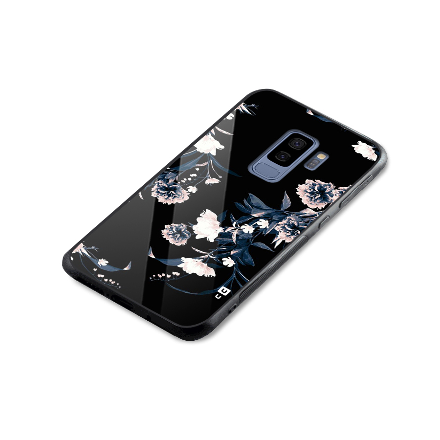 White Flora Glass Back Case for Galaxy S9 Plus