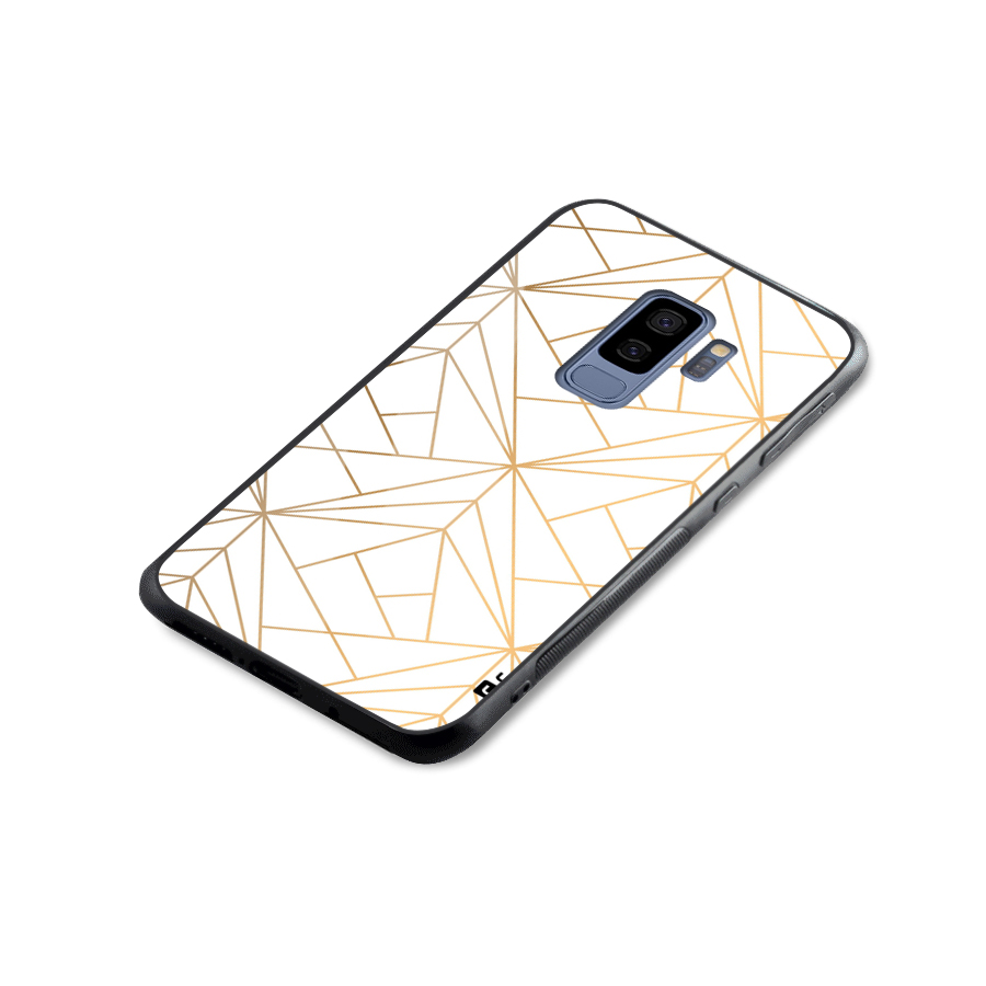 White Golden Zig Zag Glass Back Case for Galaxy S9 Plus