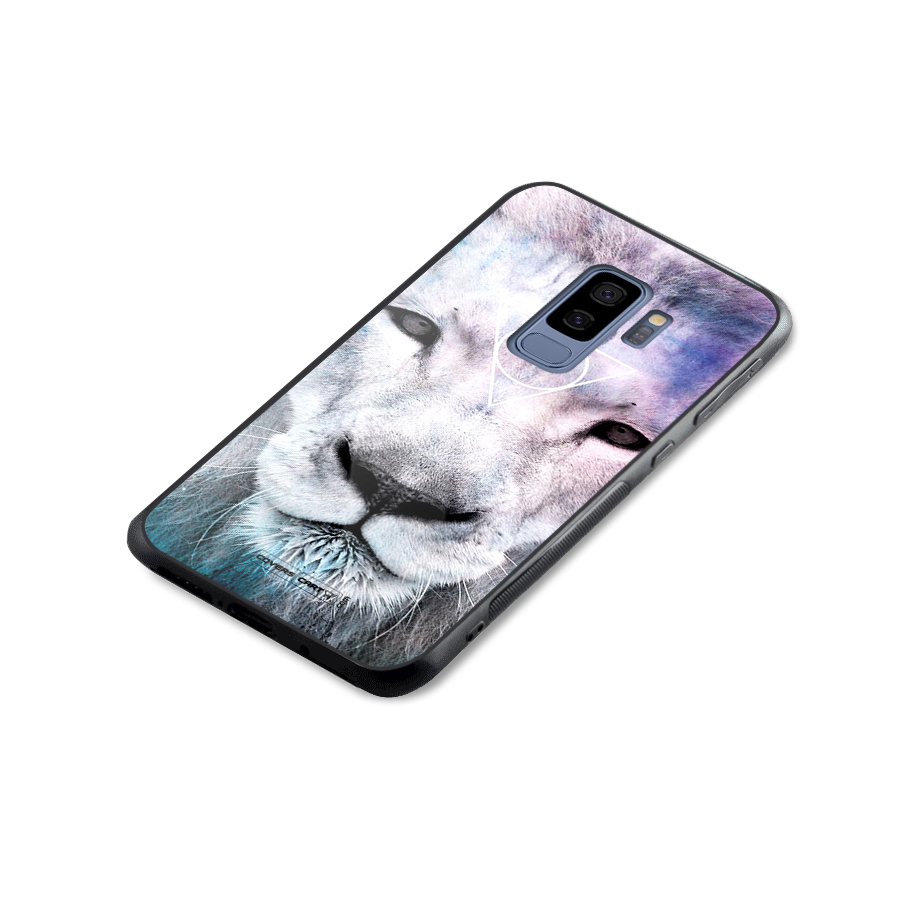 White Lion Glass Back Case for Galaxy S9 Plus