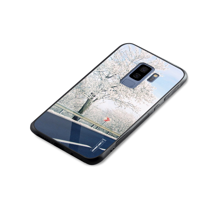 White Snow Tree Glass Back Case for Galaxy S9 Plus