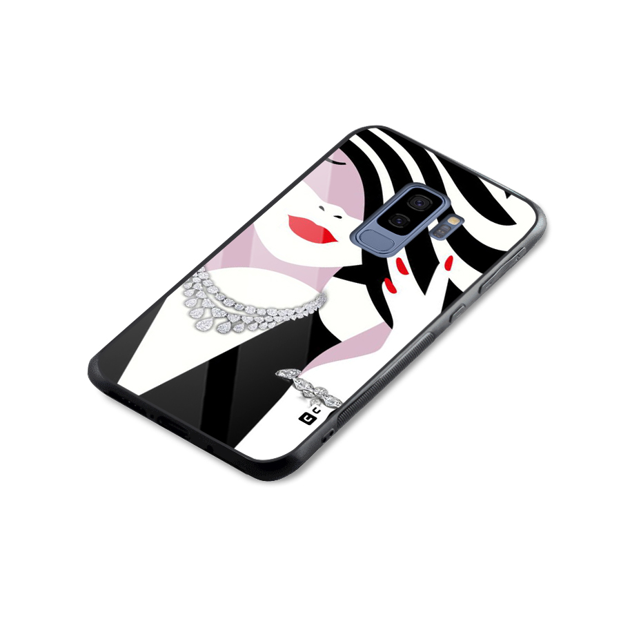 Women Beauty Glass Back Case for Galaxy S9 Plus
