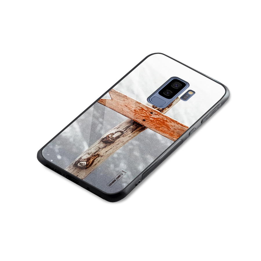 Wood And Snow Glass Back Case for Galaxy S9 Plus