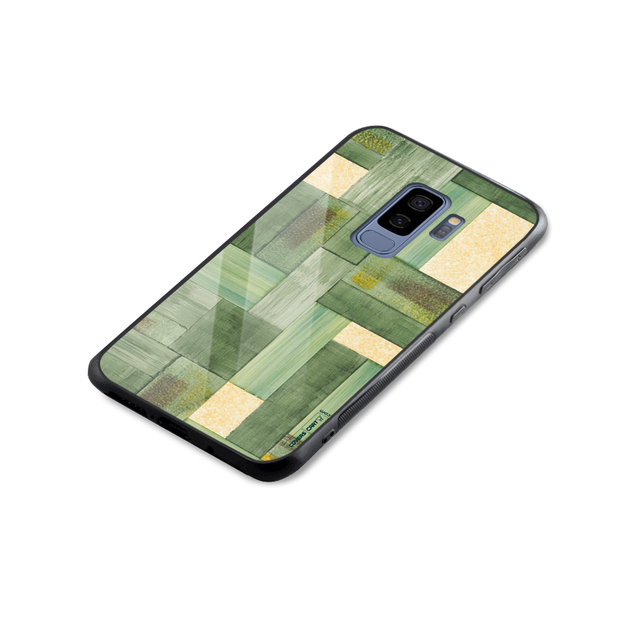 Wooden Green Texture Glass Back Case for Galaxy S9 Plus