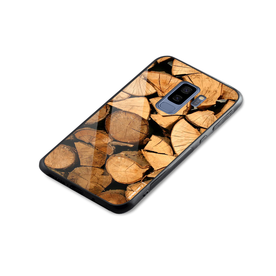 Wooden Logs Glass Back Case for Galaxy S9 Plus