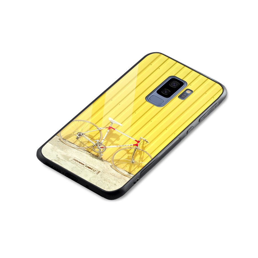 Yellow Cycle Classic Glass Back Case for Galaxy S9 Plus