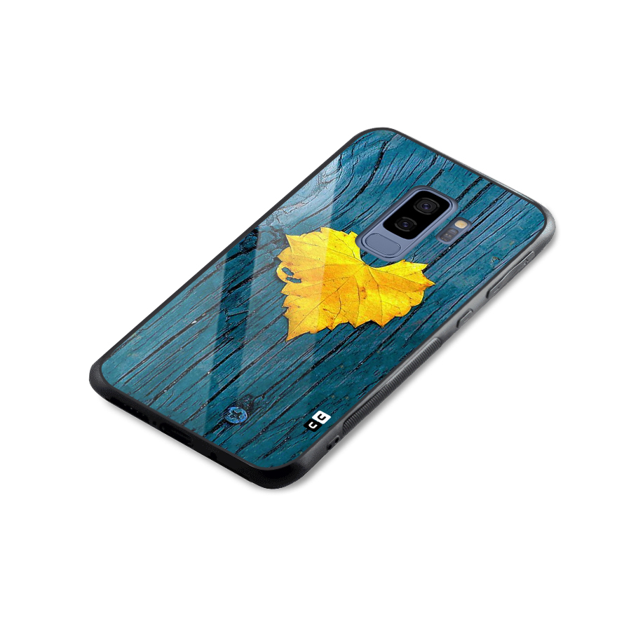 Yellow Leaf Glass Back Case for Galaxy S9 Plus