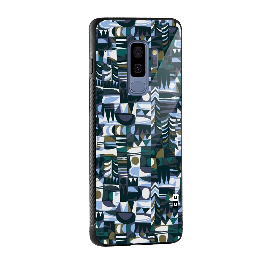 Abstract Blues Glass Back Case for Galaxy S9 Plus