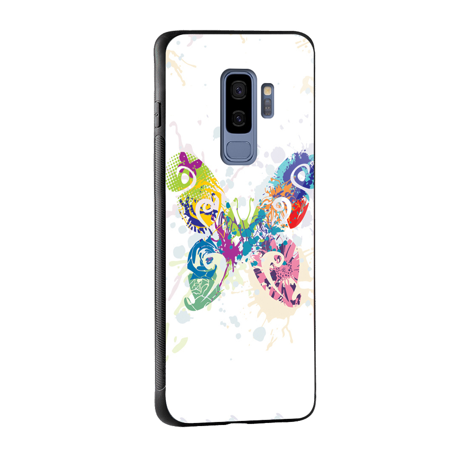 Abstract Butterfly Glass Back Case for Galaxy S9 Plus