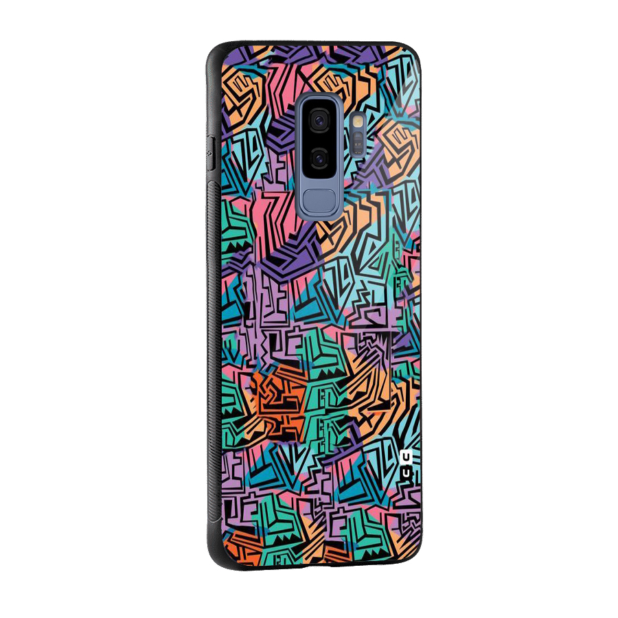 Abstract Lining Colors Glass Back Case for Galaxy S9 Plus