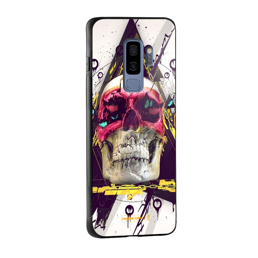 Abstract Skull Glass Back Case for Galaxy S9 Plus