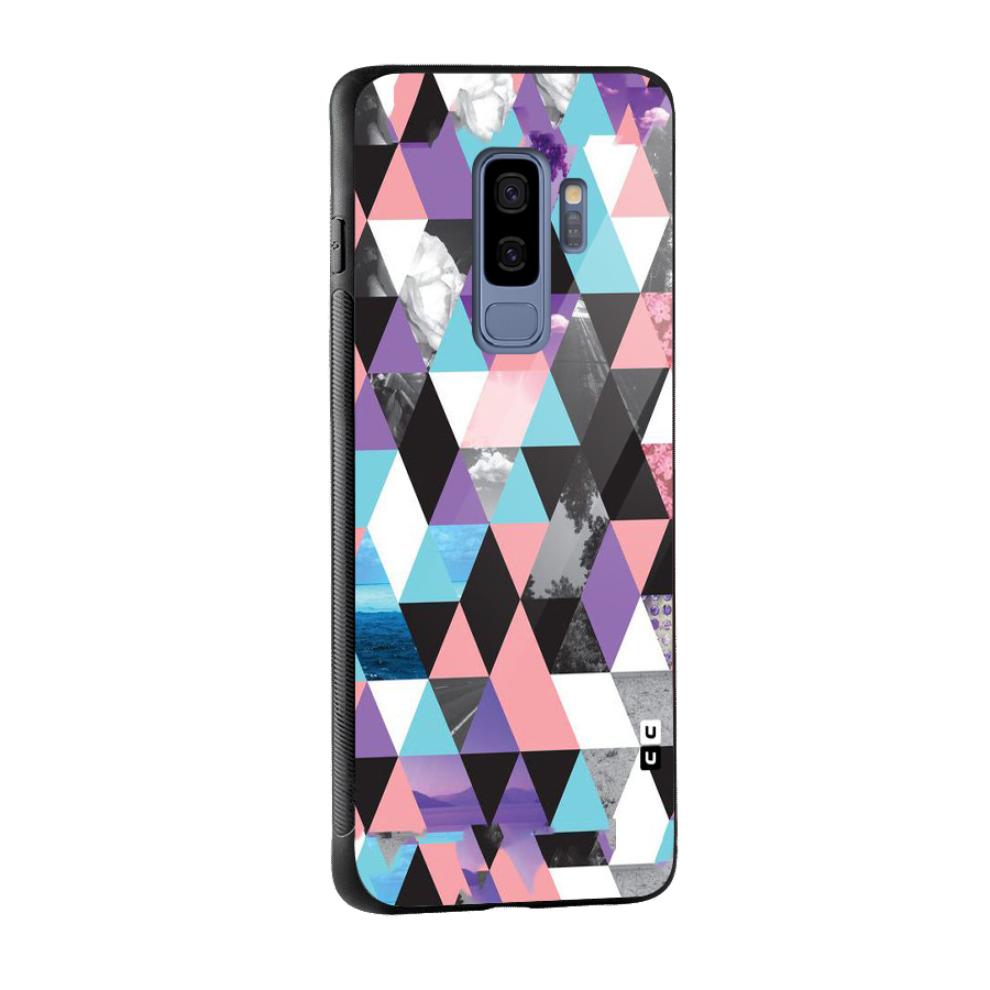 Abstract Splash Triangles Glass Back Case for Galaxy S9 Plus