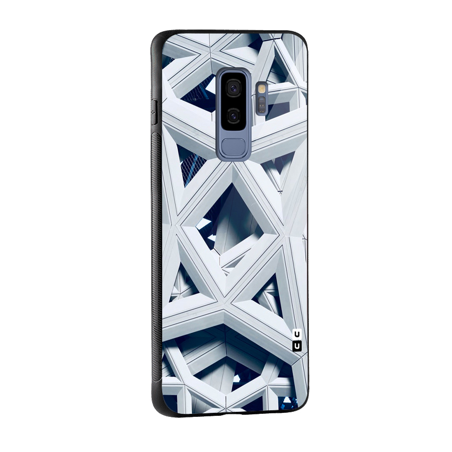 Abstract White Lines Glass Back Case for Galaxy S9 Plus