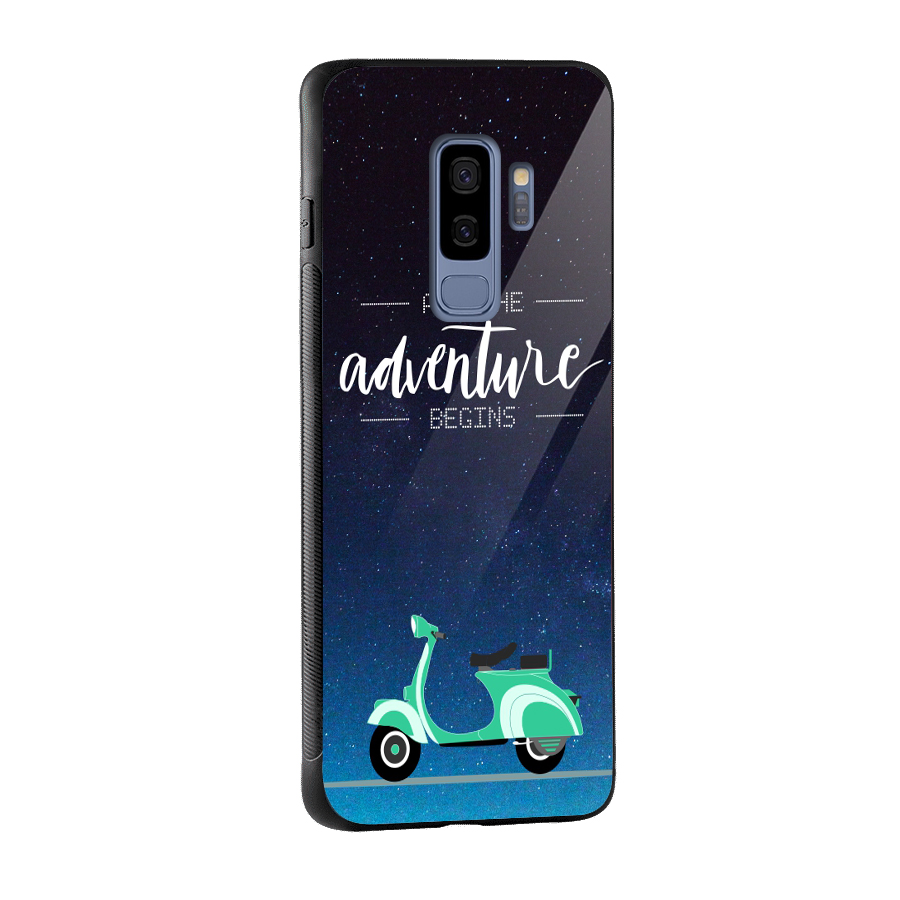 Adventure Scooter Glass Back Case for Galaxy S9 Plus