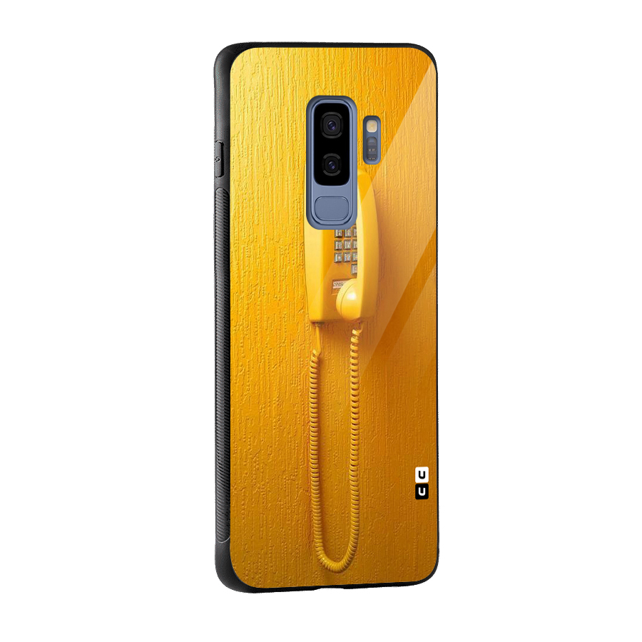 Aesthetic Yellow Telephone Glass Back Case for Galaxy S9 Plus