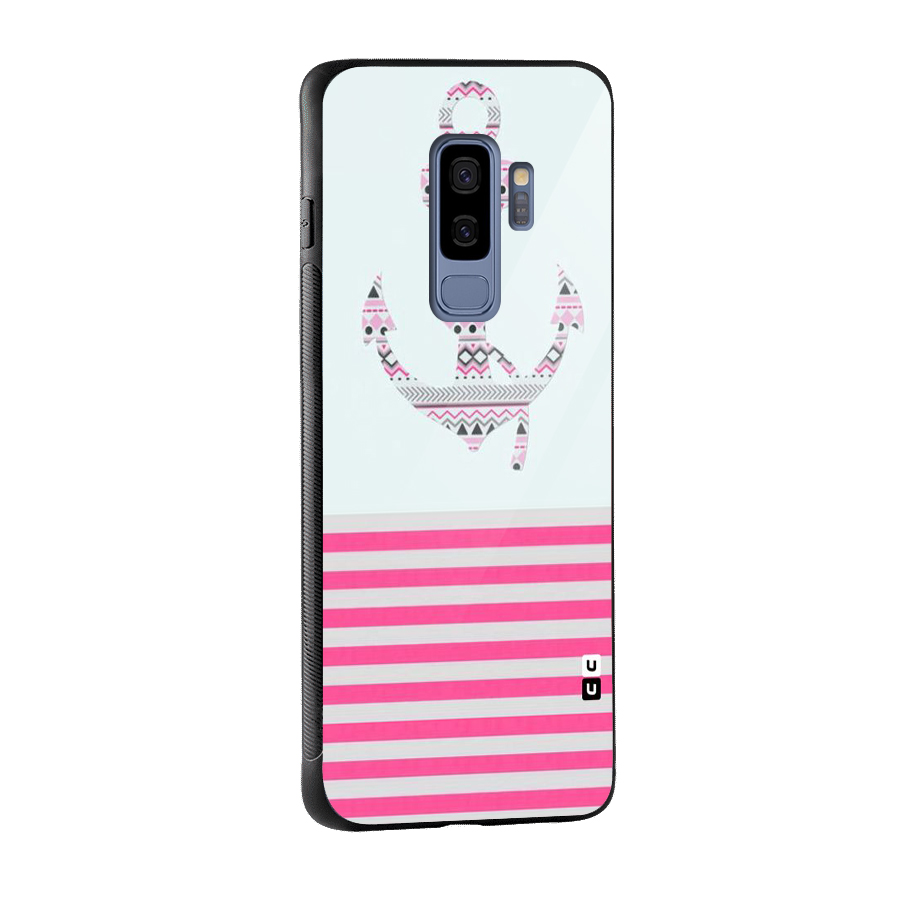 Anchor Design Stripes Glass Back Case for Galaxy S9 Plus