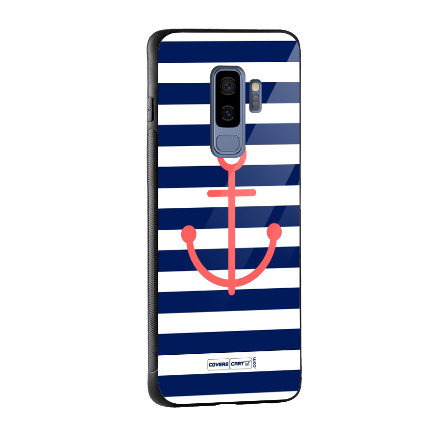 Anchor Stripes Glass Back Case for Galaxy S9 Plus