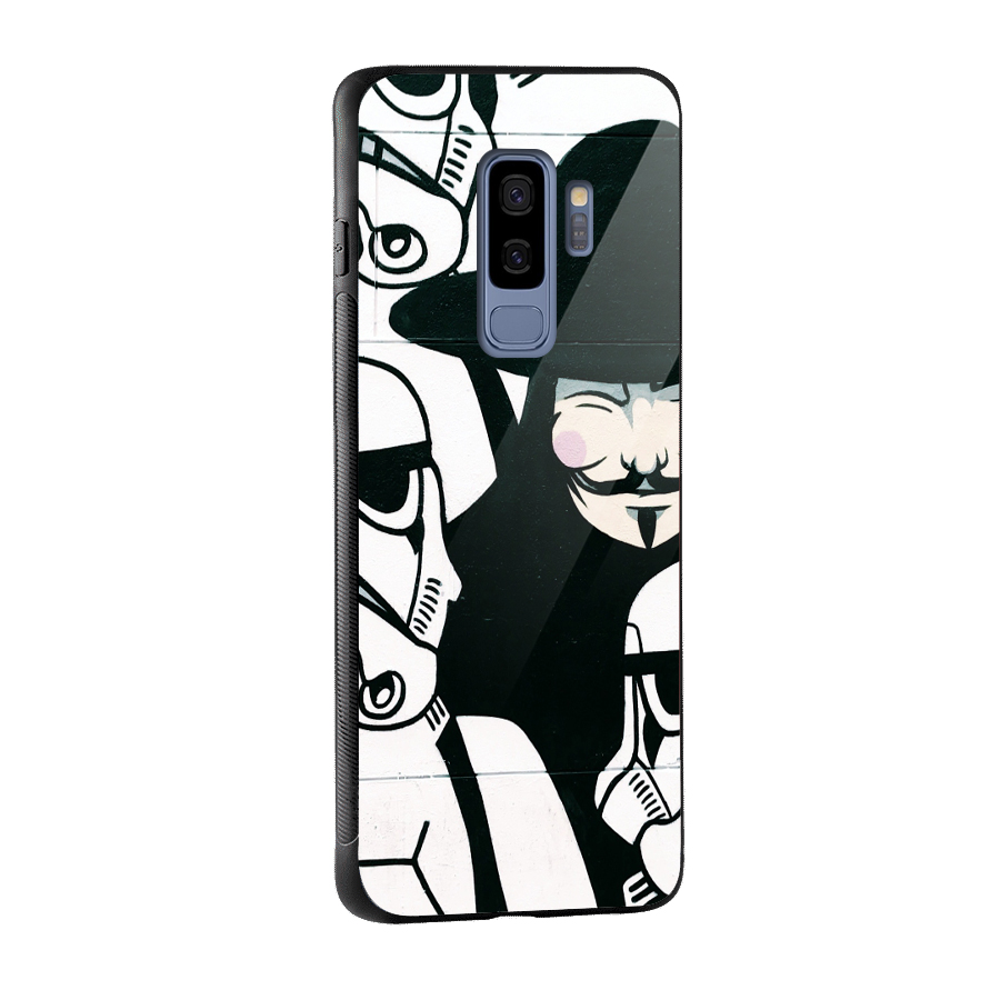 Anonymous Hat Glass Back Case for Galaxy S9 Plus