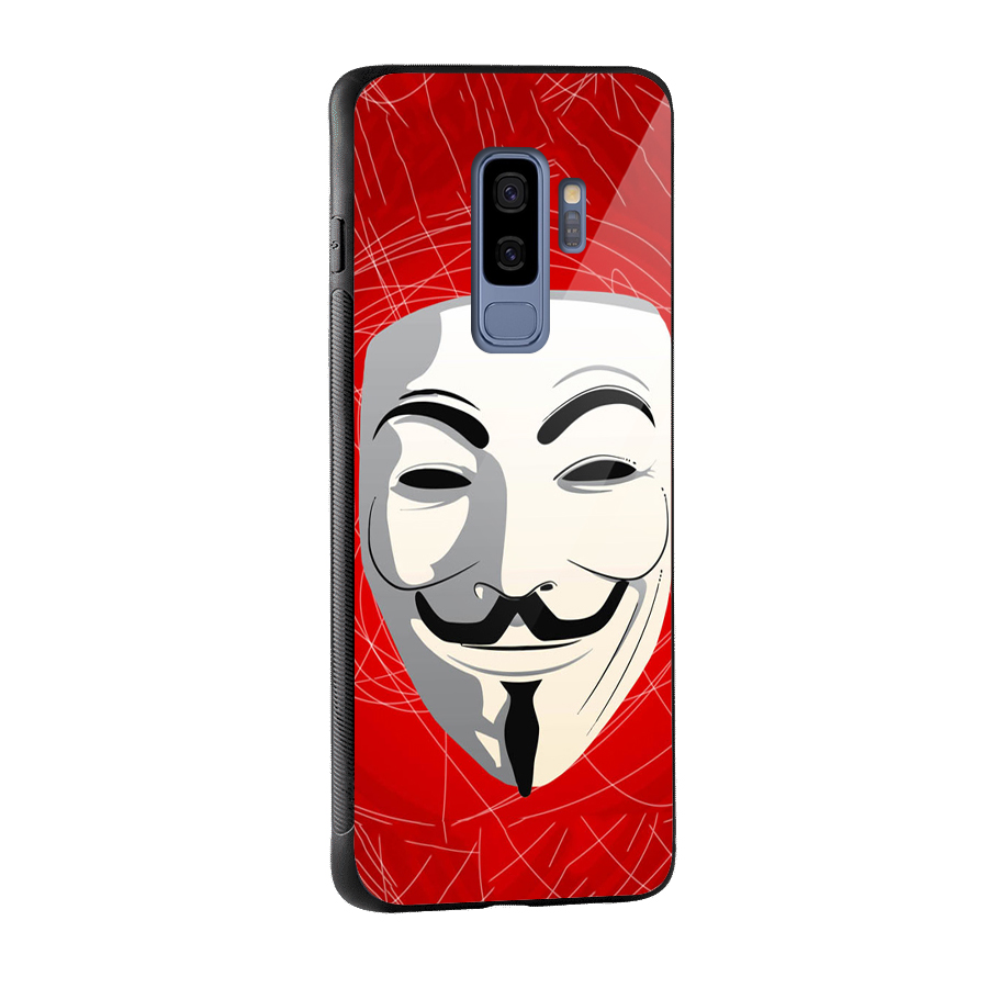 Anonymous Mask Abstract  Glass Back Case for Galaxy S9 Plus