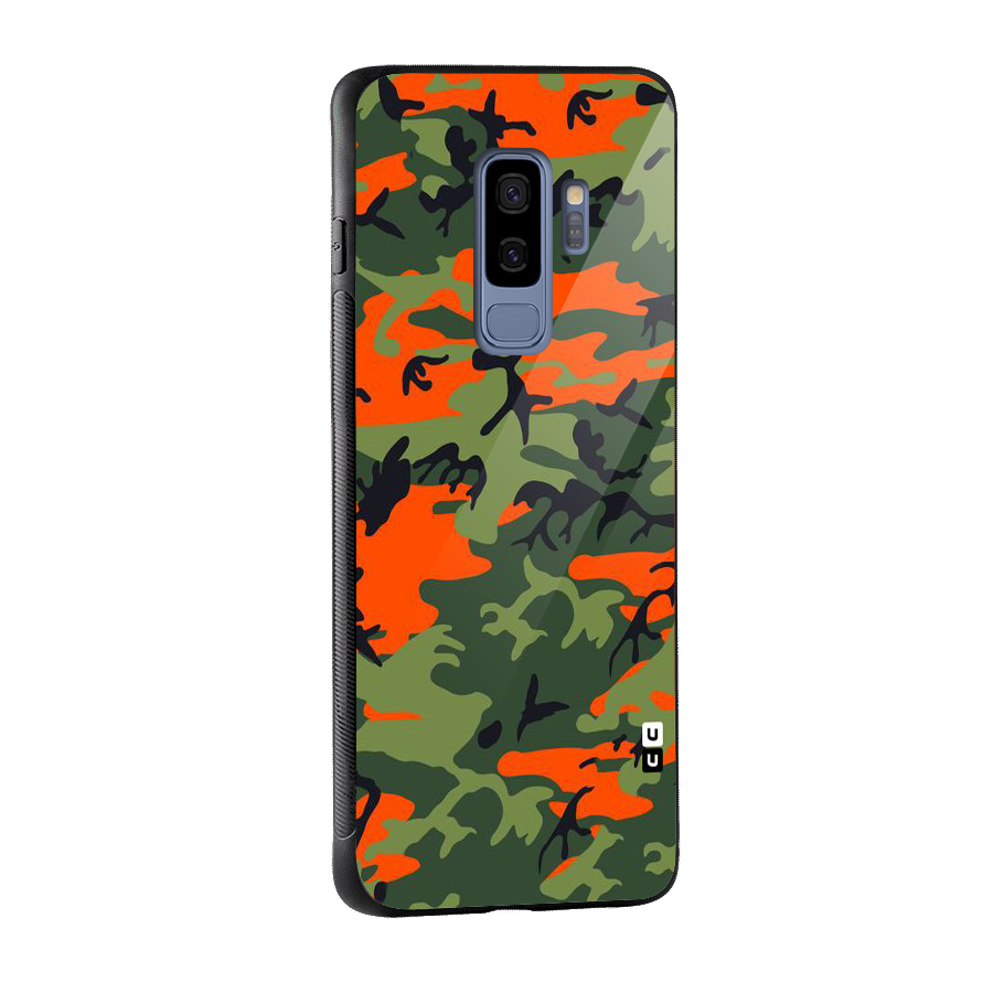 Army Pattern Glass Back Case for Galaxy S9 Plus