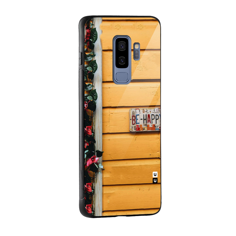 Be Happy Yellow Wall Glass Back Case for Galaxy S9 Plus
