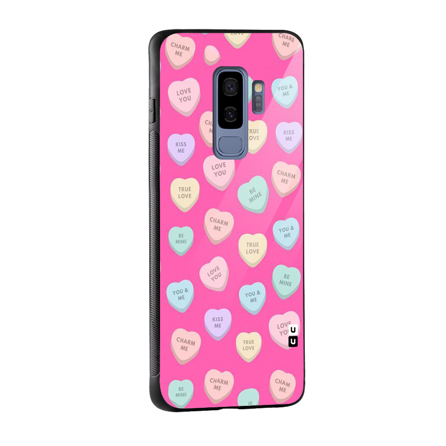 Be Mine Hearts Pattern Glass Back Case for Galaxy S9 Plus