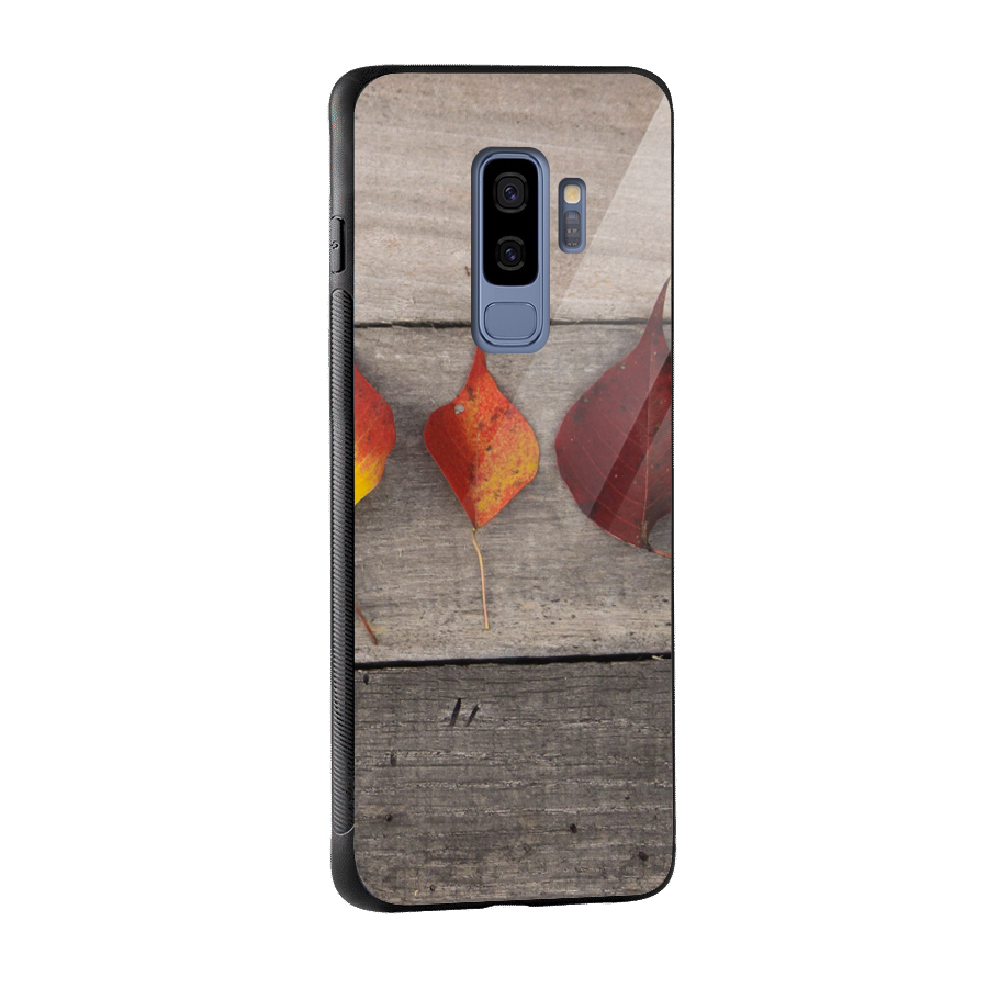 Beautiful Wood Leafs Glass Back Case for Galaxy S9 Plus