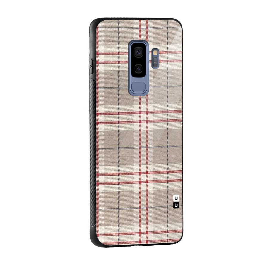 Beige Red Check Glass Back Case for Galaxy S9 Plus