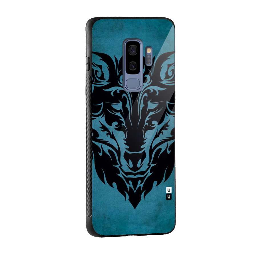 Black Artistic Wolf Glass Back Case for Galaxy S9 Plus