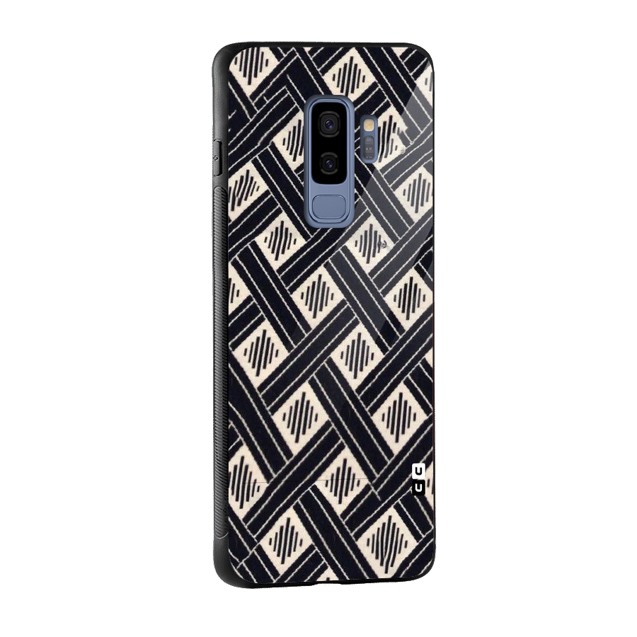 Black Beige Criscros Glass Back Case for Galaxy S9 Plus