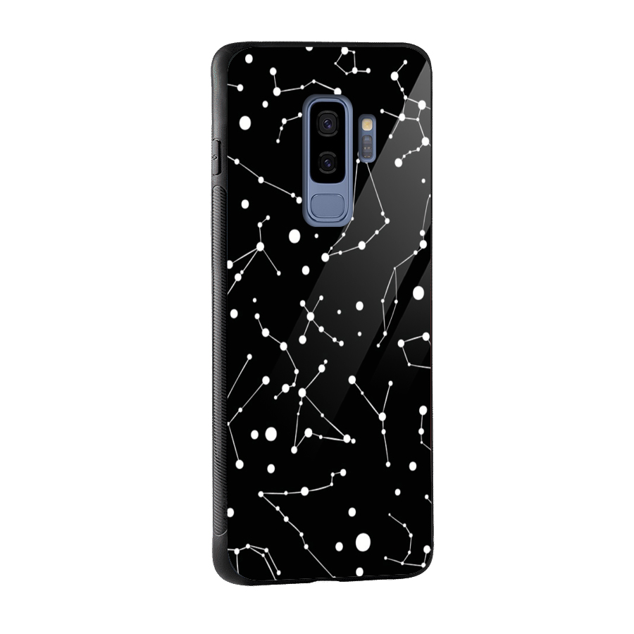 Black Constellation Pattern Glass Back Case for Galaxy S9 Plus