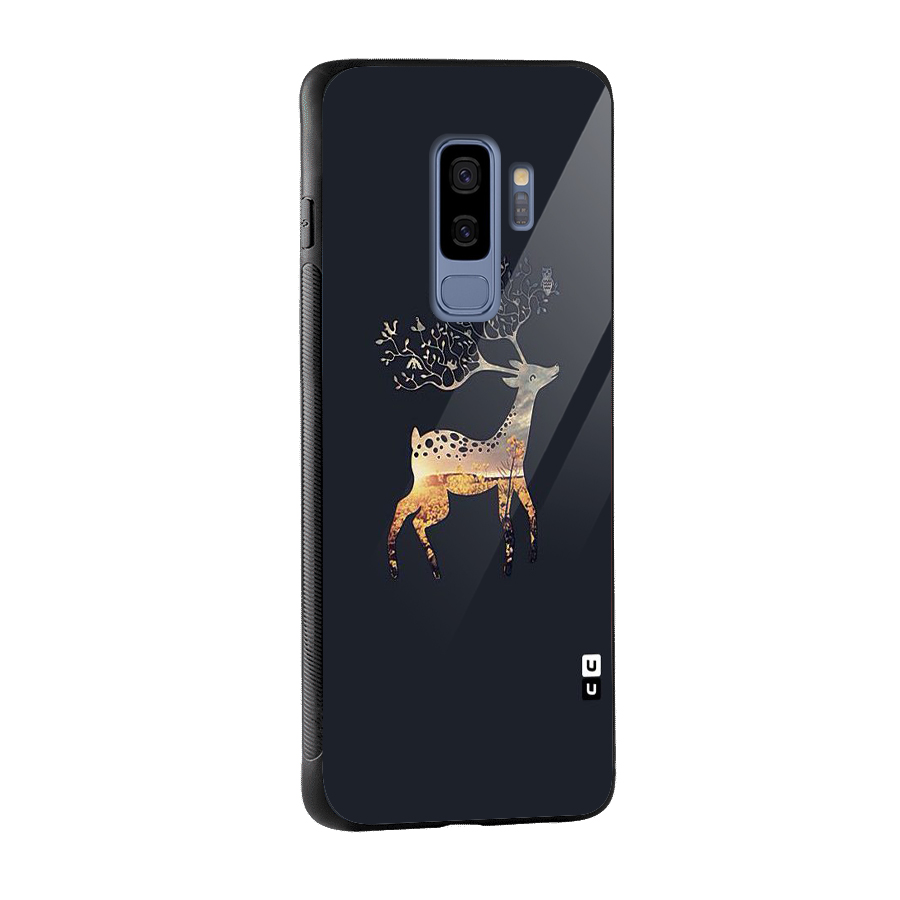 Black Deer Glass Back Case for Galaxy S9 Plus