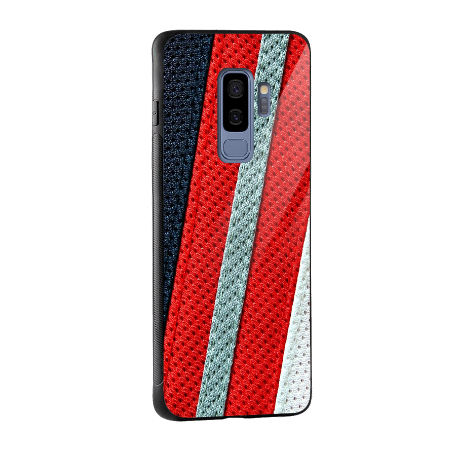Black Red Grey Stripes Glass Back Case for Galaxy S9 Plus