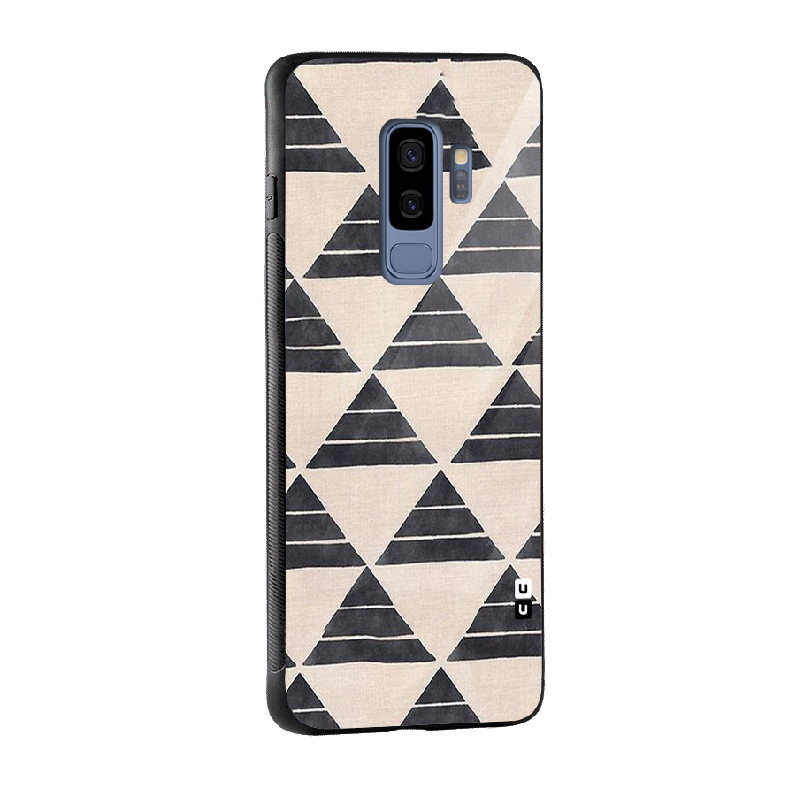 Black Slant Triangles Glass Back Case for Galaxy S9 Plus