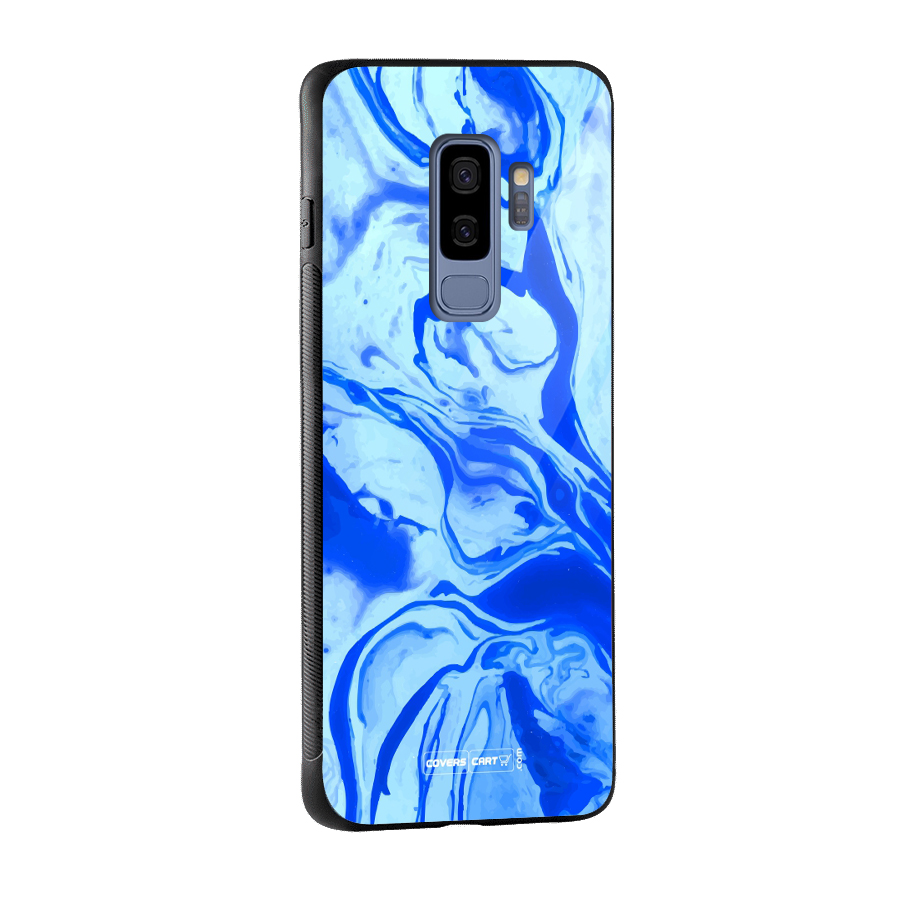 Blaze Blue Marble Texture Glass Back Case for Galaxy S9 Plus