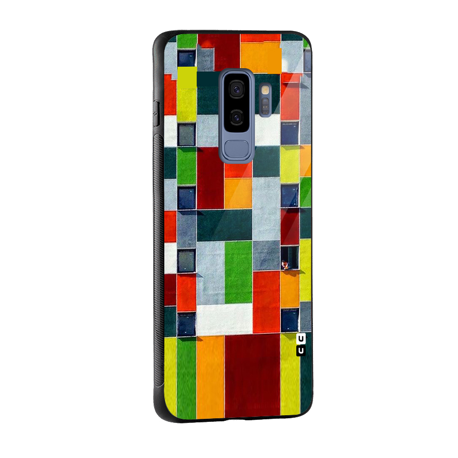 Block Color Design Glass Back Case for Galaxy S9 Plus