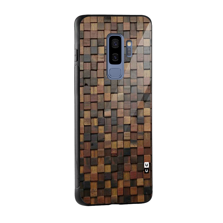 Blocks Of Wood Glass Back Case for Galaxy S9 Plus