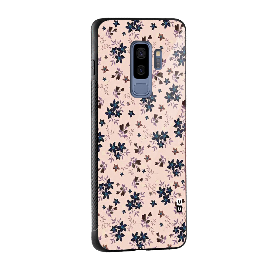 Blue Peach Floral Glass Back Case for Galaxy S9 Plus