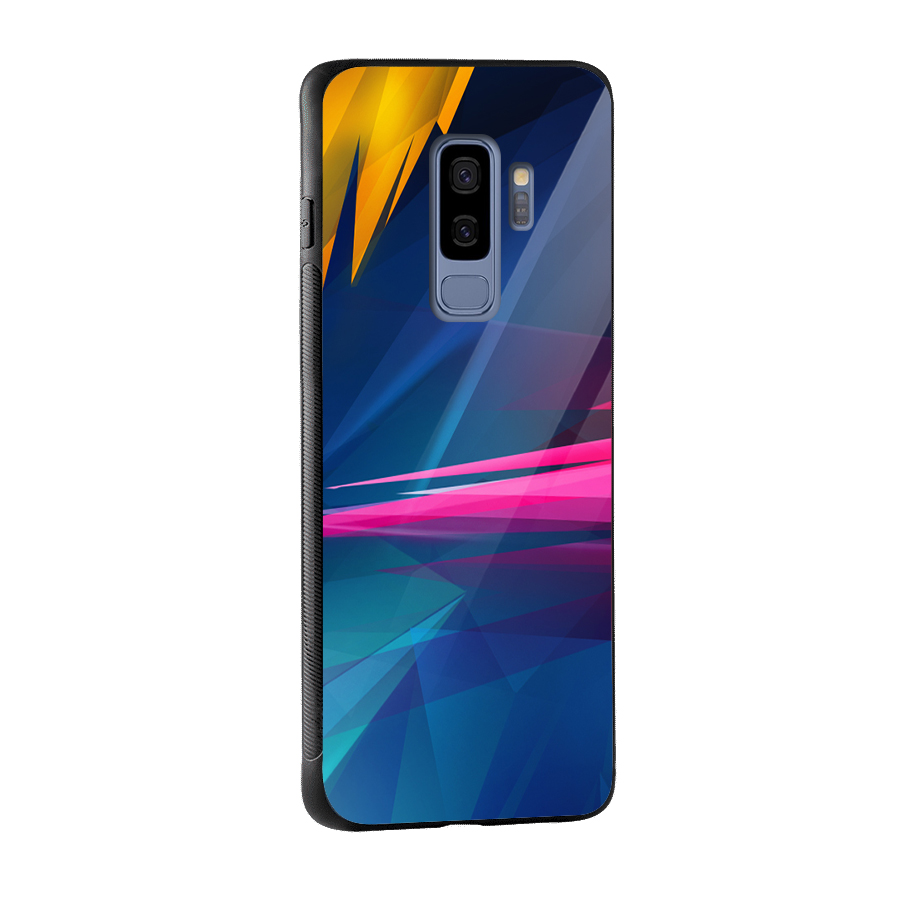 Blue Red Abstract Glass Back Case for Galaxy S9 Plus