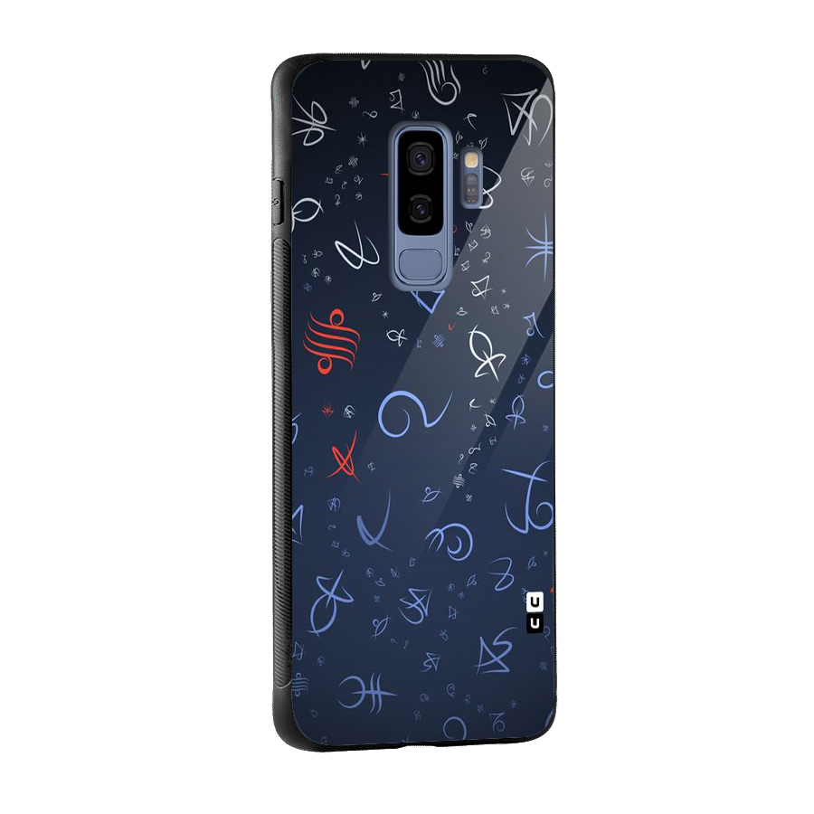 Blue Symbols Glass Back Case for Galaxy S9 Plus