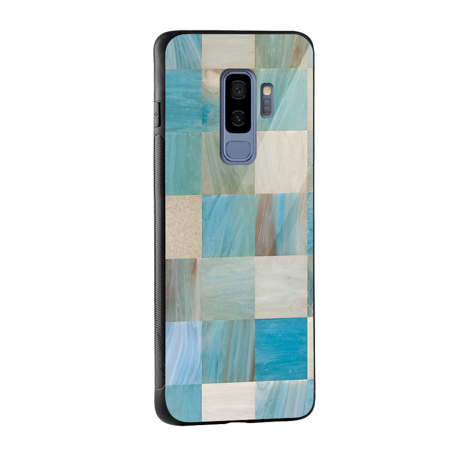 Blue Tiles Glass Back Case for Galaxy S9 Plus